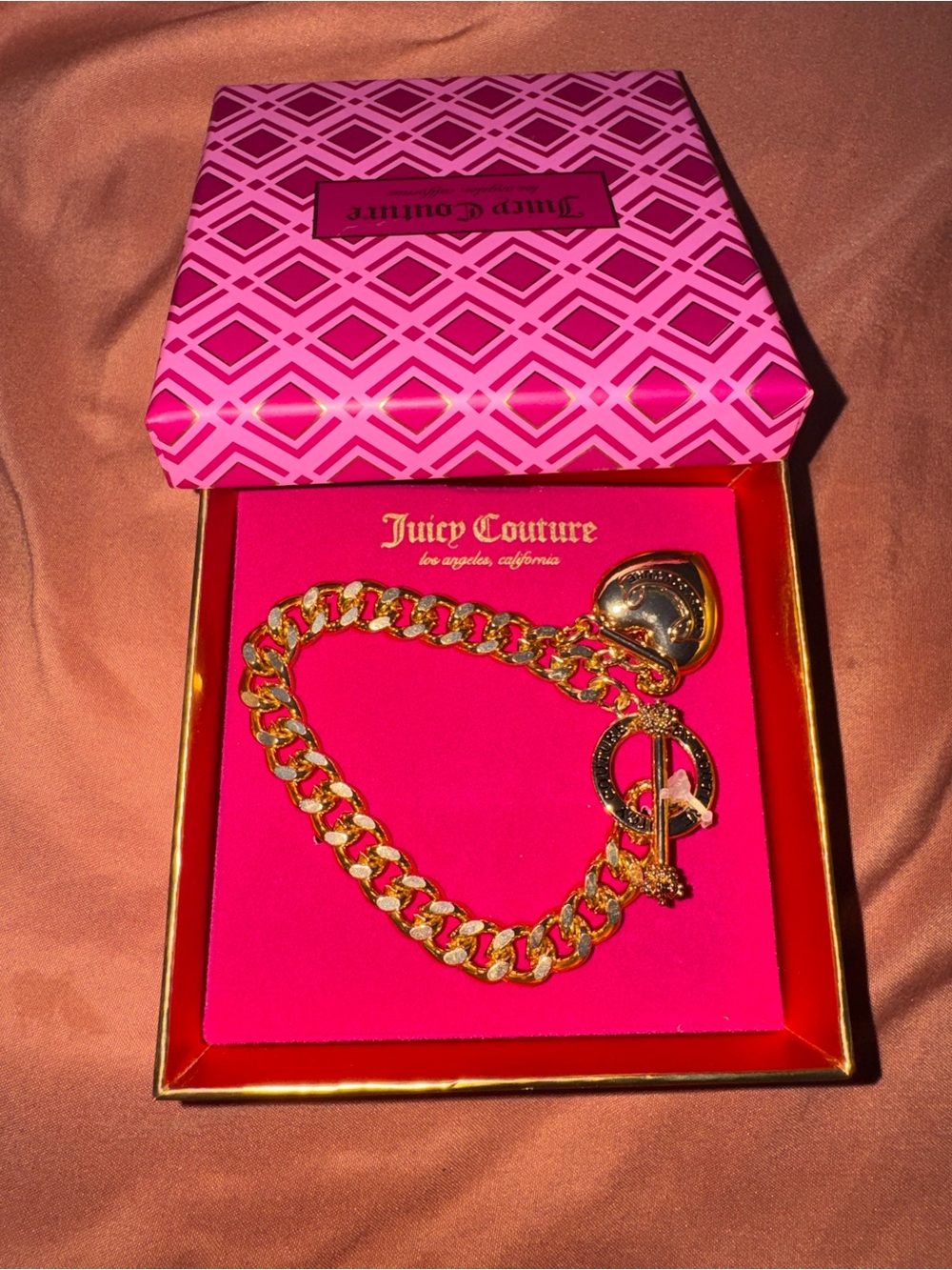 Juicy Couture Gold Heart Toggle Chain Bracelet with Charm